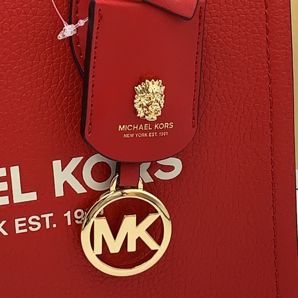 MICHAEL KORS MIRELLA SMALL SHOPPER TOP ZIP XBODY BRIGHT RED COLOR - Picture 3 of 16